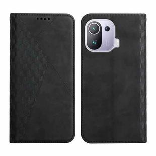 For Xiaomi Mi 11 Pro Diamond Pattern Splicing Skin Feel Magnetic Horizontal Flip Leather Case with Card Slots & Holder & Wallet(Black)