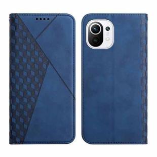 For Xiaomi Mi 11 Diamond Pattern Splicing Skin Feel Magnetic Horizontal Flip Leather Case with Card Slots & Holder & Wallet(Blue)
