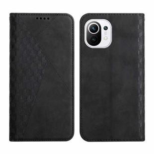 For Xiaomi Mi 11 Diamond Pattern Splicing Skin Feel Magnetic Horizontal Flip Leather Case with Card Slots & Holder & Wallet(Black)