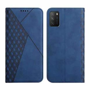 For Xiaomi Poco M3 / Redmi 9T Diamond Pattern Splicing Skin Feel Magnetic Horizontal Flip Leather Case with Card Slots & Holder & Wallet(Blue)