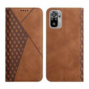 For Xiaomi Redmi Note 10 4G Diamond Pattern Splicing Skin Feel Magnetic Horizontal Flip Leather Case with Card Slots & Holder & Wallet(Brown)