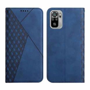 For Xiaomi Redmi Note 10 4G Diamond Pattern Splicing Skin Feel Magnetic Horizontal Flip Leather Case with Card Slots & Holder & Wallet(Blue)