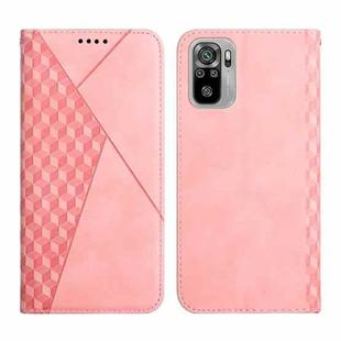 For Xiaomi Redmi Note 10 4G Diamond Pattern Splicing Skin Feel Magnetic Horizontal Flip Leather Case with Card Slots & Holder & Wallet(Rose Gold)