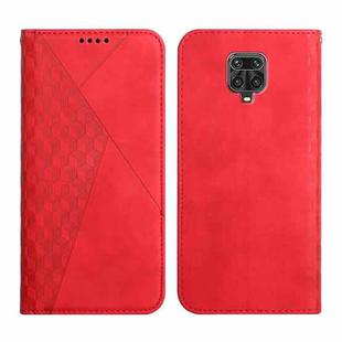 For Xiaomi Redmi Note 9 Pro Diamond Pattern Splicing Skin Feel Magnetic Horizontal Flip Leather Case with Card Slots & Holder & Wallet(Red)