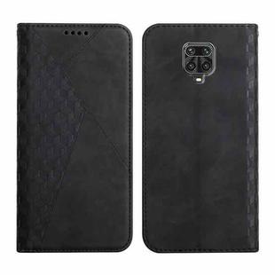 For Xiaomi Redmi Note 9 Pro Diamond Pattern Splicing Skin Feel Magnetic Horizontal Flip Leather Case with Card Slots & Holder & Wallet(Black)