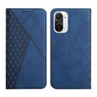 For Xiaomi Redmi K40 Diamond Pattern Splicing Skin Feel Magnetic Horizontal Flip Leather Case with Card Slots & Holder & Wallet(Blue)