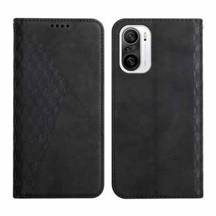 For Xiaomi Redmi K40 Diamond Pattern Splicing Skin Feel Magnetic Horizontal Flip Leather Case with Card Slots & Holder & Wallet(Black)