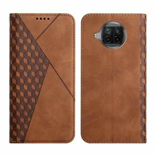 For Xiaomi Mi 10T Lite 5G Diamond Pattern Splicing Skin Feel Magnetic Horizontal Flip Leather Case with Card Slots & Holder & Wallet(Brown)