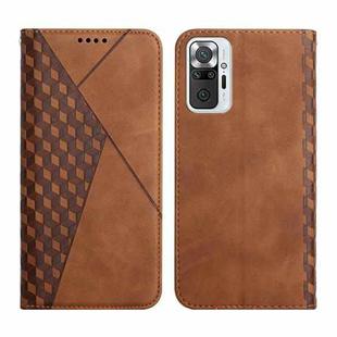 For Xiaomi Redmi Note 10 Pro Diamond Pattern Splicing Skin Feel Magnetic Horizontal Flip Leather Case with Card Slots & Holder & Wallet(Brown)