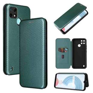 For OPPO Realme C21Y Carbon Fiber Texture Horizontal Flip TPU + PC + PU Leather Case with Card Slot(Green)