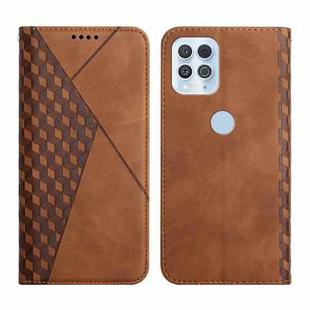 For Motorola Edge S Diamond Pattern Splicing Skin Feel Magnetic Horizontal Flip Leather Case with Card Slots & Holder & Wallet(Brown)
