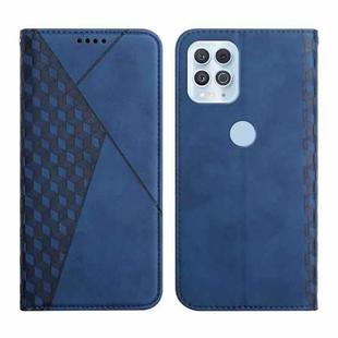 For Motorola Edge S Diamond Pattern Splicing Skin Feel Magnetic Horizontal Flip Leather Case with Card Slots & Holder & Wallet(Blue)