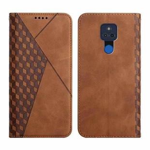 For Motorola Moto G Play 2021 Diamond Pattern Splicing Skin Feel Magnetic Horizontal Flip Leather Case with Card Slots & Holder & Wallet(Brown)