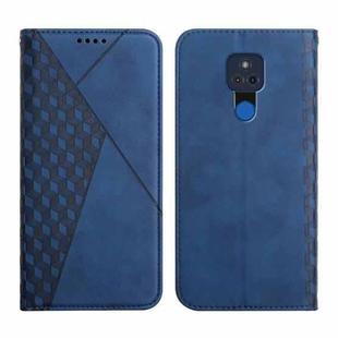 For Motorola Moto G Play 2021 Diamond Pattern Splicing Skin Feel Magnetic Horizontal Flip Leather Case with Card Slots & Holder & Wallet(Blue)