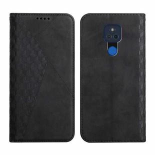 For Motorola Moto G Play 2021 Diamond Pattern Splicing Skin Feel Magnetic Horizontal Flip Leather Case with Card Slots & Holder & Wallet(Black)