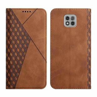 For Motorola Moto G Power 2021 Diamond Pattern Splicing Skin Feel Magnetic Horizontal Flip Leather Case with Card Slots & Holder & Wallet(Brown)