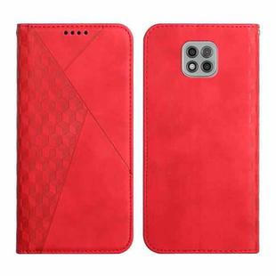 For Motorola Moto G Power 2021 Diamond Pattern Splicing Skin Feel Magnetic Horizontal Flip Leather Case with Card Slots & Holder & Wallet(Red)