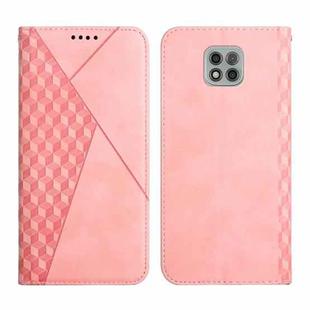 For Motorola Moto G Power 2021 Diamond Pattern Splicing Skin Feel Magnetic Horizontal Flip Leather Case with Card Slots & Holder & Wallet(Rose Gold)