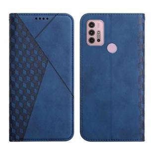 For Motorola Moto G30 / G10 Diamond Pattern Splicing Skin Feel Magnetic Horizontal Flip Leather Case with Card Slots & Holder & Wallet(Blue)