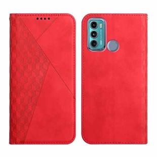 For Motorola Moto G60 /G40 Diamond Pattern Splicing Skin Feel Magnetic Horizontal Flip Leather Case with Card Slots & Holder & Wallet(Red)