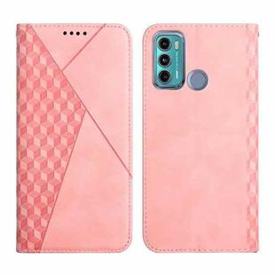 For Motorola Moto G60 /G40 Diamond Pattern Splicing Skin Feel Magnetic Horizontal Flip Leather Case with Card Slots & Holder & Wallet(Rose Gold)