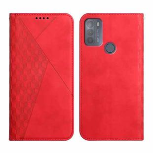 For Motorola Moto G50 Diamond Pattern Splicing Skin Feel Magnetic Horizontal Flip Leather Case with Card Slots & Holder & Wallet(Red)