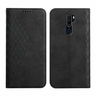 For OPPO A9 2020 Diamond Pattern Splicing Skin Feel Magnetic Horizontal Flip Leather Case with Card Slots & Holder & Wallet(Black)