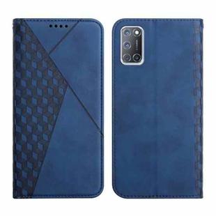 For OPPO A52 / A72 / A92 Diamond Pattern Splicing Skin Feel Magnetic Horizontal Flip Leather Case with Card Slots & Holder & Wallet(Blue)