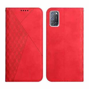 For OPPO A52 / A72 / A92 Diamond Pattern Splicing Skin Feel Magnetic Horizontal Flip Leather Case with Card Slots & Holder & Wallet(Red)