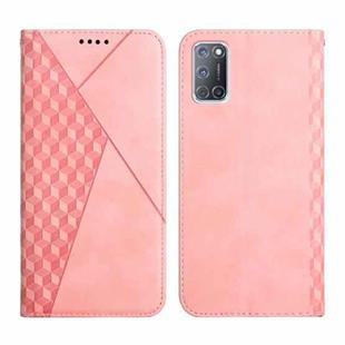 For OPPO A52 / A72 / A92 Diamond Pattern Splicing Skin Feel Magnetic Horizontal Flip Leather Case with Card Slots & Holder & Wallet(Rose Gold)