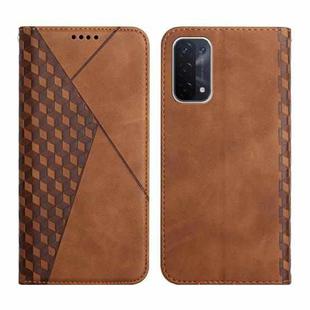 For OPPO A74 5G / A93 5G / A54 5G Diamond Pattern Splicing Skin Feel Magnetic Horizontal Flip Leather Case with Card Slots & Holder & Wallet(Brown)