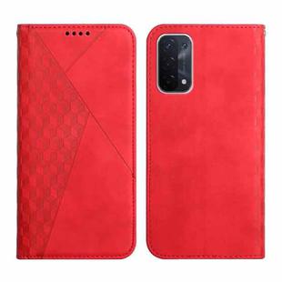 For OPPO A74 5G / A93 5G / A54 5G Diamond Pattern Splicing Skin Feel Magnetic Horizontal Flip Leather Case with Card Slots & Holder & Wallet(Red)