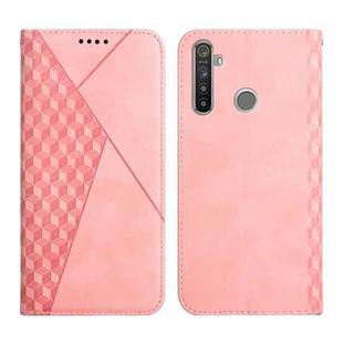For OPPO Realme 6i / 5 Diamond Pattern Splicing Skin Feel Magnetic Horizontal Flip Leather Case with Card Slots & Holder & Wallet(Rose Gold)
