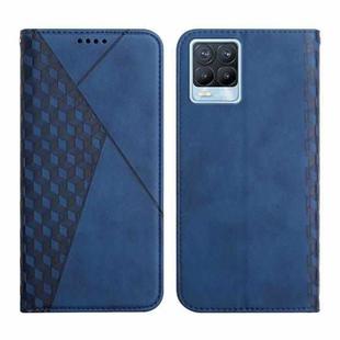 For OPPO Realme 8 / 8 Pro Diamond Pattern Splicing Skin Feel Magnetic Horizontal Flip Leather Case with Card Slots & Holder & Wallet(Blue)
