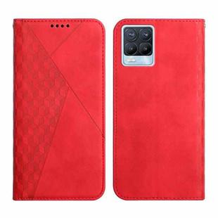 For OPPO Realme 8 / 8 Pro Diamond Pattern Splicing Skin Feel Magnetic Horizontal Flip Leather Case with Card Slots & Holder & Wallet(Red)