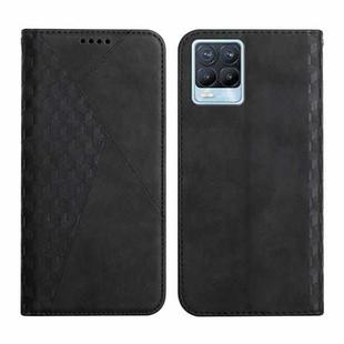 For OPPO Realme 8 / 8 Pro Diamond Pattern Splicing Skin Feel Magnetic Horizontal Flip Leather Case with Card Slots & Holder & Wallet(Black)