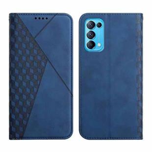 For OPPO Reno5 5G Diamond Pattern Splicing Skin Feel Magnetic Horizontal Flip Leather Case with Card Slots & Holder & Wallet(Blue)