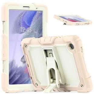 Shockproof Colorful Silica Gel + PC Protective Case with Holder & Shoulder Strap For Samsung Galaxy A7 Lite T220 / T225(Rose Gold)
