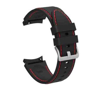 For Samsung Galaxy Watch4 / Watch4 Classic Silicone Stitching Watch Band(Black Red)