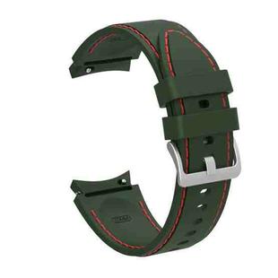For Samsung Galaxy Watch4 / Watch4 Classic Silicone Stitching Watch Band(Army Green Red)