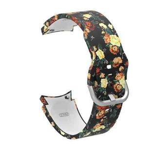 For Samsung Galaxy Watch4 / Watch4 Classic Silicone Printing Watch Band(Black Background Flowers)