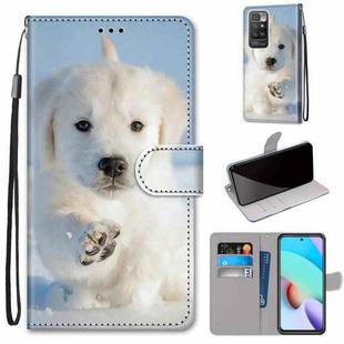 For Xiaomi Redmi 10 Coloured Drawing Cross Texture Horizontal Flip PU Leather Case with Holder & Card Slots & Wallet & Lanyard(Snow Puppy)