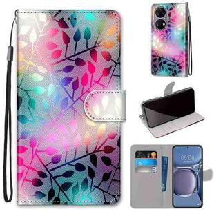 For Huawei P50 Coloured Drawing Cross Texture Horizontal Flip PU Leather Case with Holder & Card Slots & Wallet & Lanyard(Translucent Glass)