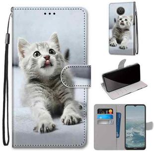 For Nokia 6.3 / G20 / G10 Coloured Drawing Cross Texture Horizontal Flip PU Leather Case with Holder & Card Slots & Wallet & Lanyard(Small Gray Cat)