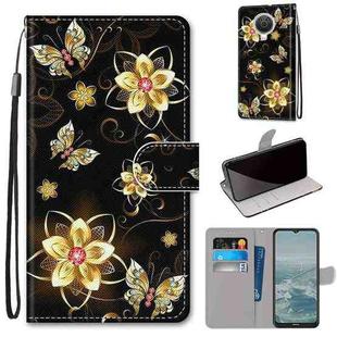 For Nokia 6.3 / G20 / G10 Coloured Drawing Cross Texture Horizontal Flip PU Leather Case with Holder & Card Slots & Wallet & Lanyard(Gold Diamond Butterfly)