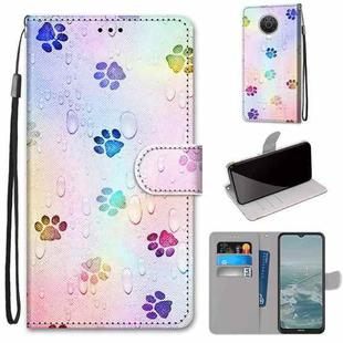 For Nokia 6.3 / G20 / G10 Coloured Drawing Cross Texture Horizontal Flip PU Leather Case with Holder & Card Slots & Wallet & Lanyard(Footprint Water Drops)