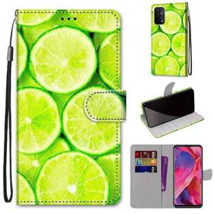 For OPPO A93 5G / A93s 5G / A54 5G / A74 5G Coloured Drawing Cross Texture Horizontal Flip PU Leather Case with Holder & Card Slots & Wallet & Lanyard(Green Lemon)