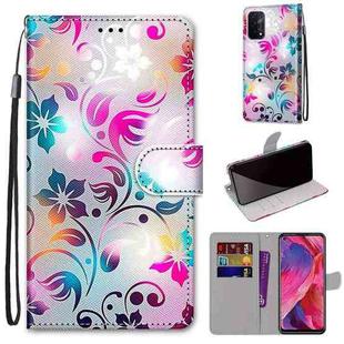 For OPPO A93 5G / A93s 5G / A54 5G / A74 5G Coloured Drawing Cross Texture Horizontal Flip PU Leather Case with Holder & Card Slots & Wallet & Lanyard(Gradient Colorful Flower)