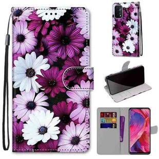 For OPPO A93 5G / A93s 5G / A54 5G / A74 5G Coloured Drawing Cross Texture Horizontal Flip PU Leather Case with Holder & Card Slots & Wallet & Lanyard(Chrysanthemum Pink White Purple)