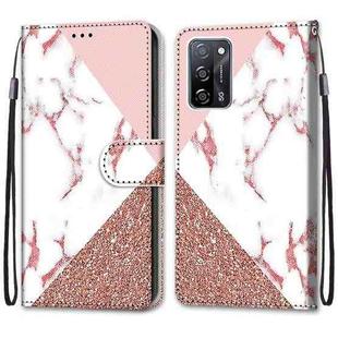 For OPPO A54 4G / A16 4G / A53s 5G / A55 5G Coloured Drawing Cross Texture Horizontal Flip PU Leather Case with Holder & Card Slots & Wallet & Lanyard(Pink Stone Texture)